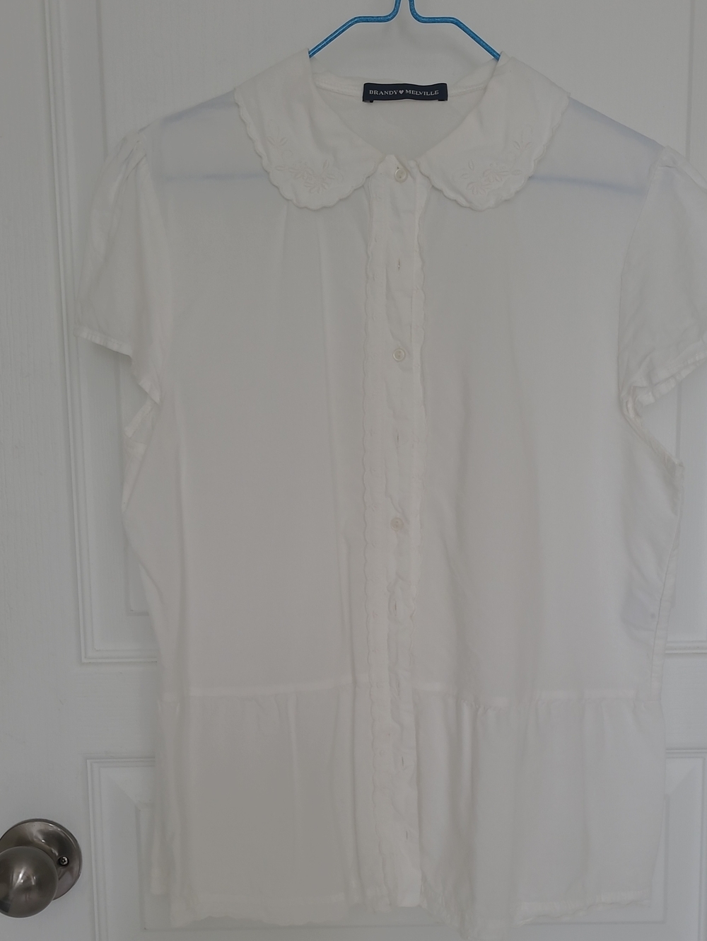 Brandy Melville White Peter Pan Collar Button-Up Blouse
